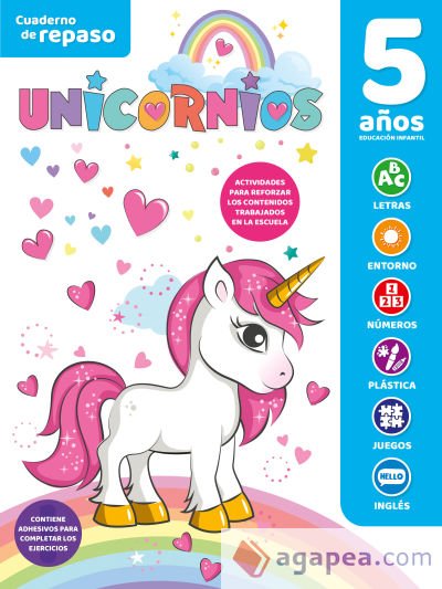 CUADERNO DE REPASO TEMÁTICO LUMINISCENTE 5 AÑOS UNICORNIOS