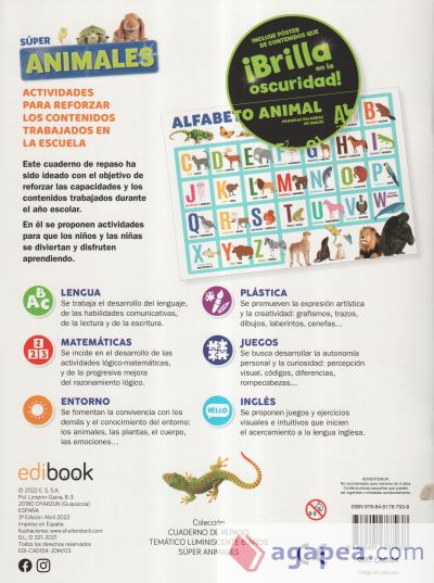 CUADERNO DE REPASO TEMÁTICO LUMINISCENTE 6 AÑOS SÚPER ANIMALES