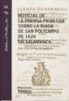 Noticias De La Prensa Primitiva Sobre La Riada De San Policarpo De 1626 En Salamanca