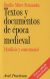 Portada de Textos y documentos de época medieval, de Emilio Mitre Fernández