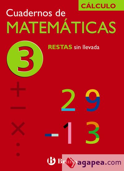 Cuaderno de matemáticas 3, restas sin llevada