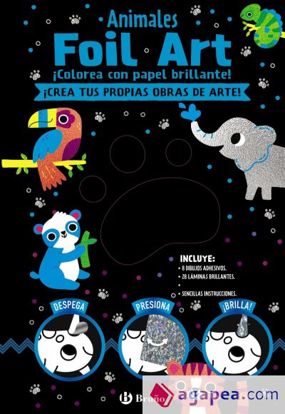 Foil Art. Colorea con papel brillante. Animales