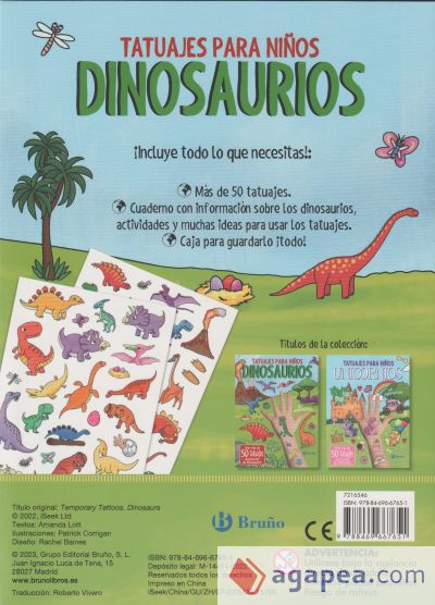 Tatuajes para niños. Dinosaurios