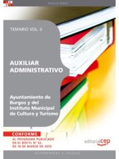 Portada de Auxiliar Administrativo del Ayuntamiento de Burgos y del Instituto Municipal de Cultura y Turismo. Temario Vol. II
