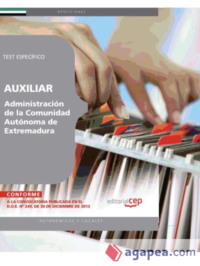 Auxiliar de la Administración de la Comunidad Autónoma de Extremadura. Test Específico