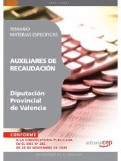 Portada de Auxiliares de Recaudación de la Diputación Provincial de Valencia. Temario Materias Específicas