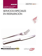 Portada de Cuaderno del Alumno Servicios especiales en restauración. Certificados de Profesionalidad. Servicios de Restaurante