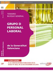 Portada de Grupo D Personal Laboral de la Generalitat Valenciana. Temario Bloque General