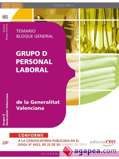 Grupo D Personal Laboral de la Generalitat Valenciana. Temario Bloque General