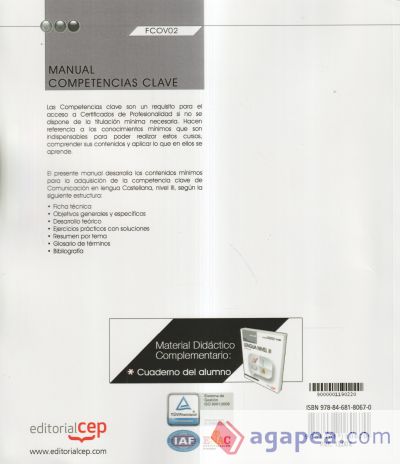 Manual. Competencia clave. Comunicación en lengua Castellana. Nivel III (FCOV02). Formación complementaria