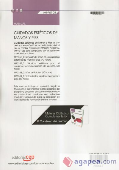 Manual Cuidados Estéticos de Manos y Pies (IMPP0108). Certificados de Profesionalidad