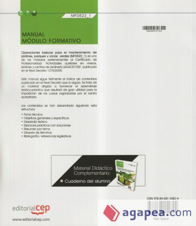 Manual Operaciones b&aacute;sicas para el mantenimiento de jardines, parques y zonas verdes. Certificados de profesionalidad. Actividades auxiliares en viveros, jardines y centros de jardiner&iacute;a