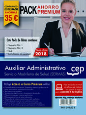 Portada de Pack Ahorro Premium + Curso Premium. Auxiliar Administrativo. Servicio Madrileño de Salud (SERMAS)