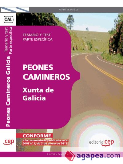 Peones Camineros de la Xunta de Galicia. Temario y test. Parte específica