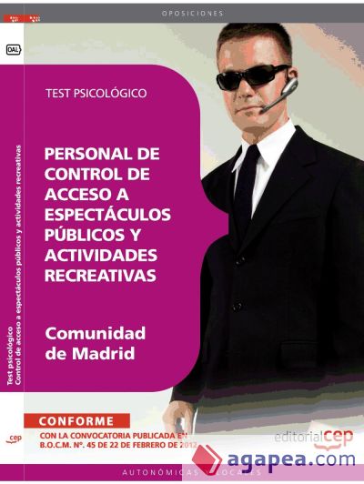 Personal de control de acceso a espectáculos públicos y actividades recreativas de la Comunidad de Madrid. Test psicológico