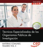 Portada de Técnicos Especializados de los Organismos Públicos de Investigación. Materias comunes. Temario. Vol.II
