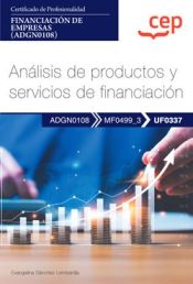 Portada de Manual. Análisis de productos y servicios de financiación (UF0337). Certificados de profesionalidad. Financiación de empresas (ADGN0108)
