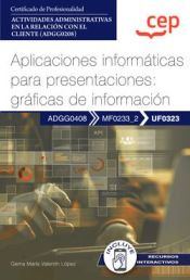 Portada de Manual. Aplicaciones informáticas para presentaciones: gráficas de información (UF0323). Certificados de profesionalidad. Actividades administrativas en la relación con el cliente (ADGG0208)