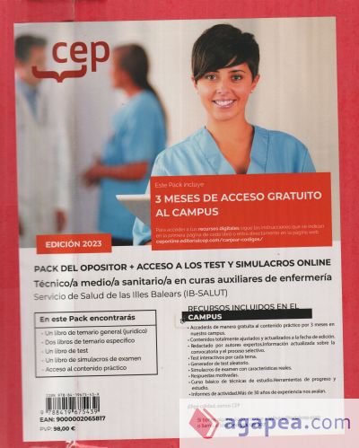 Pack del Opositor. Técnico/a medio/a sanitario/a en curas auxiliares de enfermería. Servicio de Salud de las Illes Balears (IB-SALUT). Oposiciones