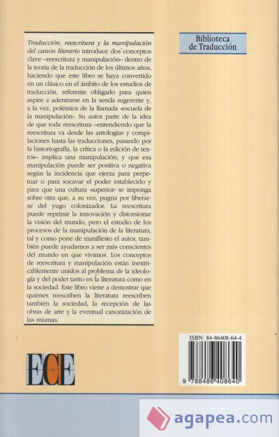 TRADUCCIÓN, REESCRITURA, Y LA MANIPULACIÓN DEL CANON LITERARIO