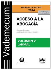 Portada de Vademecum Acceso a la abogacía. Volumen V. Parte específica laboral. Pruebas de acceso 2024