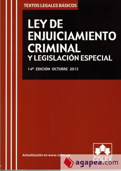 Ley De Enjuiciamiento Criminal Y Legislacion Especial Vv Aa