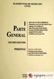 Portada de Elementos de Derecho Civil I. Parte general. Volumen 2º. Personas