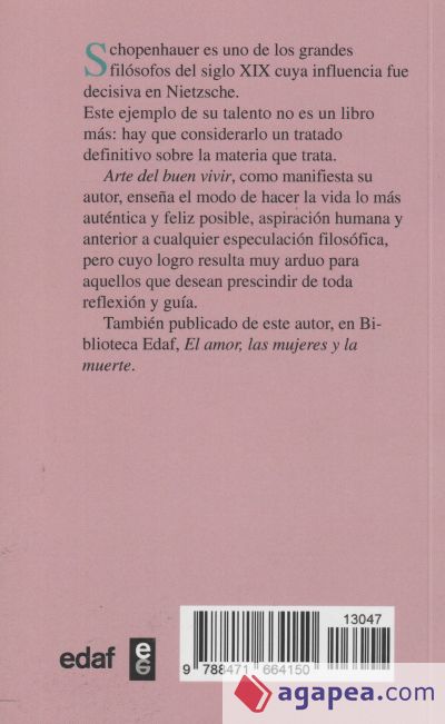 Arte Del Buen Vivir Arthur Schopenhauer 9788471664150