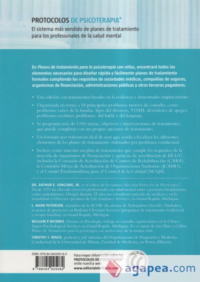 Planes de tratamiento para la psicoterapia con niños (protocolos de psicoterapia)