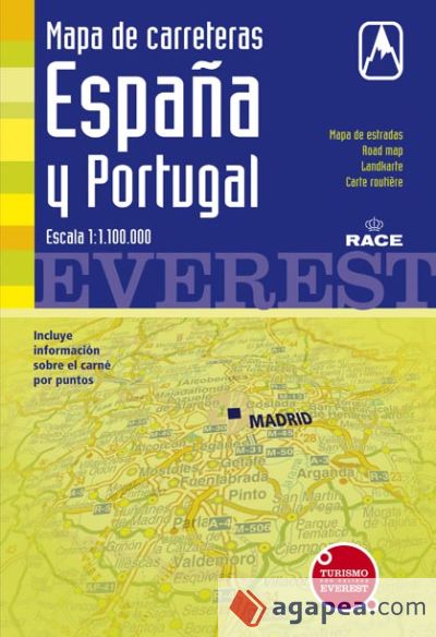 Mapa de carreteras de España y Portugal. 1:1.100.000