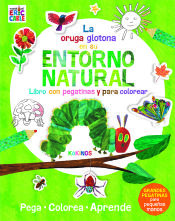 Portada de La pequeña oruga glotona en su entorno natural