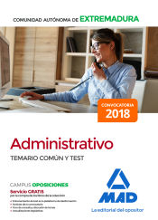 Portada de Administrativo de la Comunidad Autónoma de Extremadura. Temario Común y test