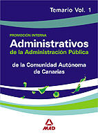 Portada de Administrativos de la administración pública de la comunidad autónoma de canarias (promoción interna). Temario volumen i