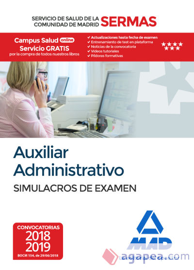 Auxiliar Administrativo del Servicio de Salud de la Comunidad de Madrid. Simulacros Examen