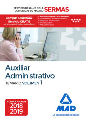 Portada de Auxiliar Administrativo del Servicio de Salud de la Comunidad de Madrid. Temario Volumen 1