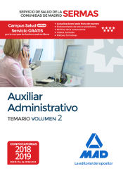 Portada de Auxiliar Administrativo del Servicio de Salud de la Comunidad de Madrid. Temario Volumen 2