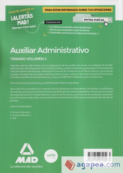 Auxiliares Administrativos de la Diputación Provincial de Córdoba. Vol. 2, Temario