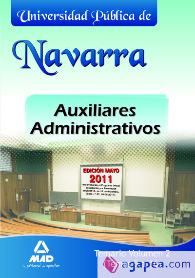 Auxiliares administrativos de la universidad pública de navarra. Temario vol.Ii (temas 9 a 16)