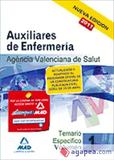 Auxiliares de enfermería de la agencia valenciana de salud. Temario parte específica. Volumen i