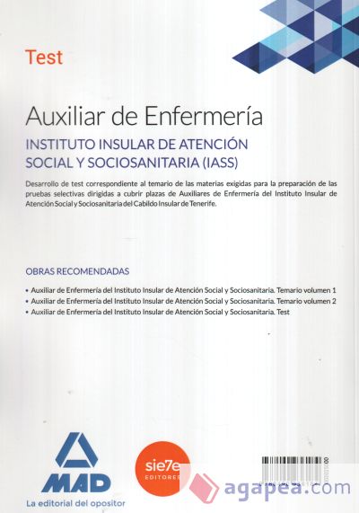 Auxiliares de enfermería del Instituto Insular de Atención Social y Sociosanitaria. Test