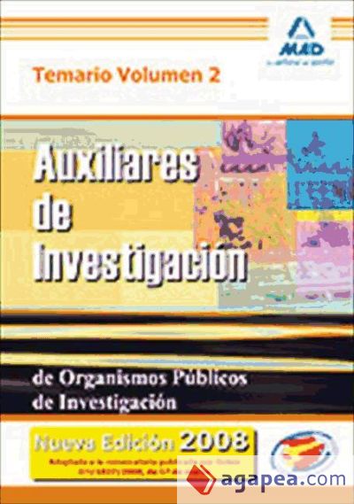 Auxiliares de investigación de organismos públicos de investigación. Temario volumen ii