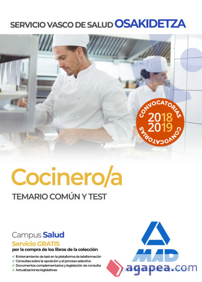 Cocinero/a de Osakidetza-Servicio Vasco de Salud. Temario común y test