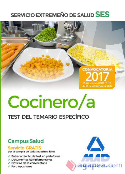 Cocinero/a del Servicio Extremeño de Salud (SES). Test de materias específicas