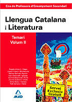 Portada de Cos de professors d`ensenyament secundari. Llengua catalana y literatura. Temari. Volumen ii