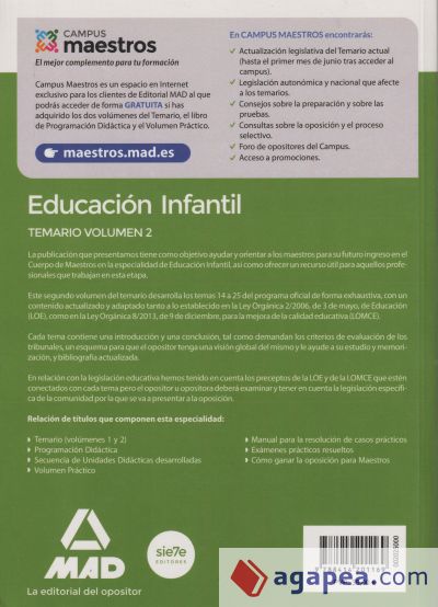 Cuerpo de Maestros Educación Infantil. Temario Volumen 2