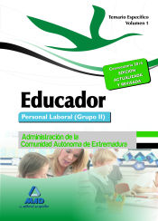 Portada de Educadores. Personal Laboral (Grupo II) de la Administración de la Comunidad Autónoma de Extremadura. Temario Específico. Volumen I