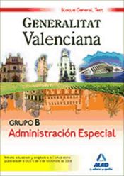 Portada de Grupo b administración especial bloque general. Generalitat valenciana. Test