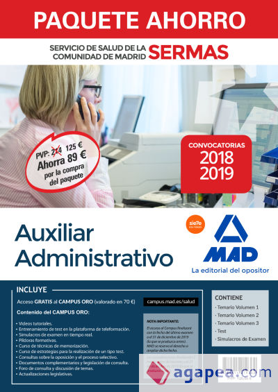 Paquete Ahorro Auxiliar Administrativo Servicio de Salud de la Comunidad de Madrid