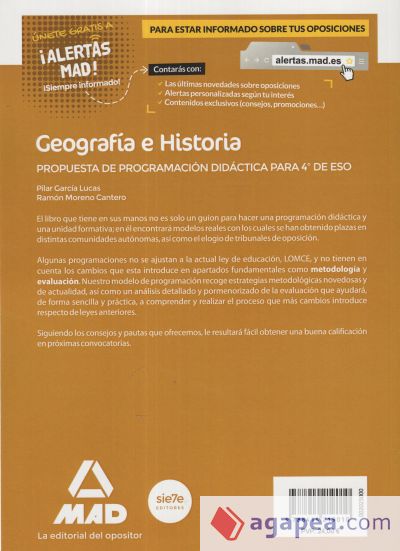 Profesores de Enseñanza Secundaria Geografía e Historia. Propuesta de Programación Didáctica para 4º de ESO