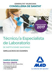 Portada de Técnico/a Especialista de Laboratorio de Instituciones Sanitarias de la Conselleria de Sanitat de la Generalitat Valenciana. Simulacros de examen